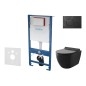 kielle Genesis - Set de bâti-support, cuvette Gaia, abattant softclose et plaque de déclenchement Gemini IV, noir mat 30505SS11 kielle Genesis - Set de bâti-support, cuvette Gaia, abattant softclose et plaque de déclenchement Gemini IV, noir mat 30505SS11