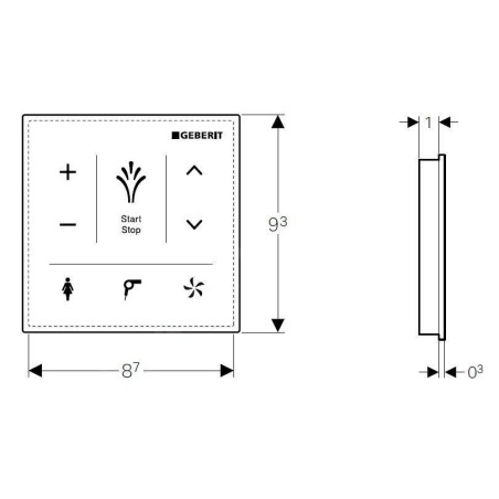 Geberit AquaClean - Commande toilette électronique mural pour WC japonais, blanc 147.038.SI.1