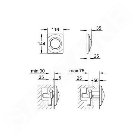 Grohe Surf - Plaque de déclenchement, blanc alpin 37018SH0