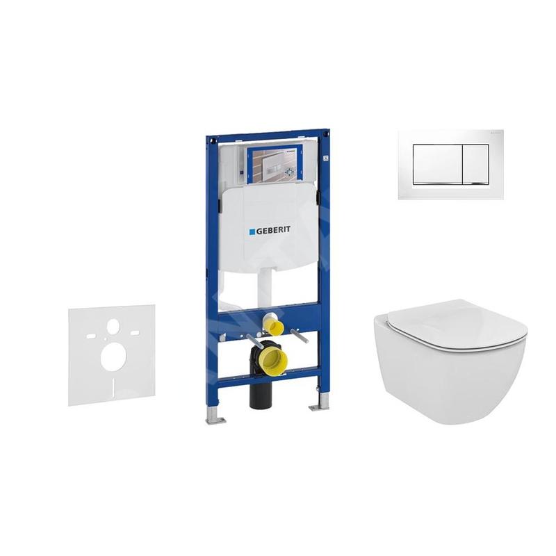 Geberit Duofix - Bâti-support pour WC suspendu avec plaque de déclenchement Sigma30, blanc/chrome poli + Ideal Standard Tesi - Geberit Duofix - Bâti-support pour WC suspendu avec plaque de déclenchement Sigma30, blanc/chrome poli + Ideal Standard Tesi -