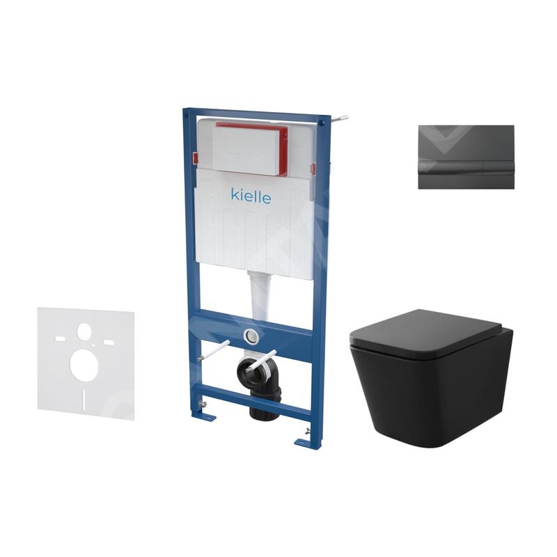 kielle Genesis - Set de bâti-support, cuvette Arkas I et abattant softclose, plaque de déclenchement Gemini I, noir brillant kielle Genesis - Set de bâti-support, cuvette Arkas I et abattant softclose, plaque de déclenchement Gemini I, noir brillant