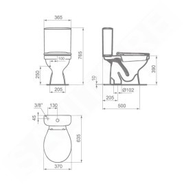 Ideal Standard Alpha - Réservoir de chasse, remplissage par le bas, blanc R035901