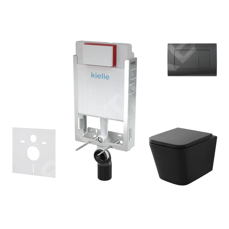 kielle Genesis - Set de bâti-support, cuvette Arkas I et abattant softclose, plaque de déclenchement Gemini III, noir mat kielle Genesis - Set de bâti-support, cuvette Arkas I et abattant softclose, plaque de déclenchement Gemini III, noir mat