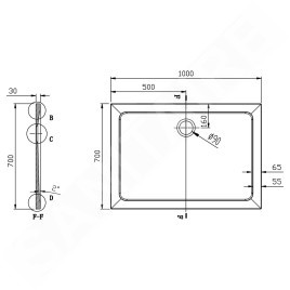 Aqualine Receveurs - Receveur de douche TECMI 1000x700x30 mm, blanc PQ10070