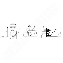 Ideal Standard Eurovit - WC suspendu, 355x520x350 mm, avec fond creux, blanc V390601