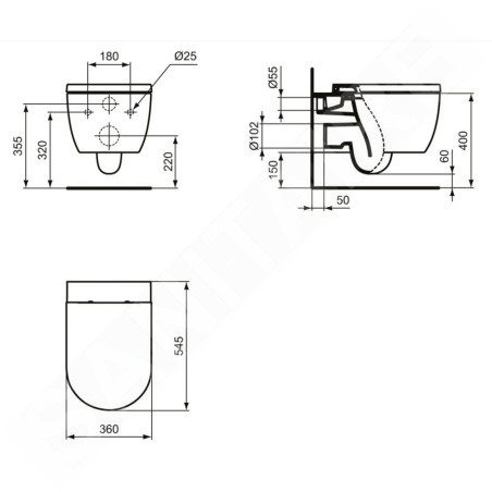 Ideal Standard Blend - WC suspendu, Aquablade, blanc T374901