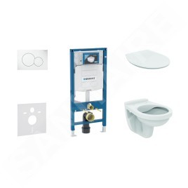 Geberit Duofix - Set d'installation pré-murale, cuvette Alpha avec abattant, plaque de déclenchement Sigma01, blanc alpin