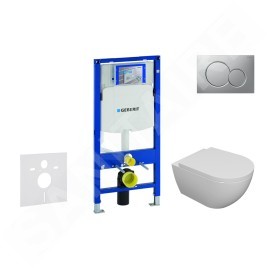Geberit Duofix - Set de bâti-support, cuvette Oudee et abattant softclose, plaque de déclenchement Sigma01, chrome mat laqué