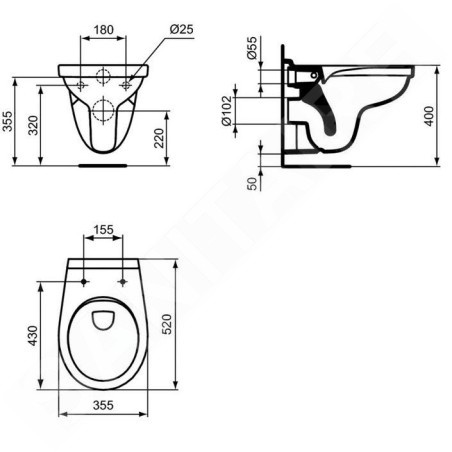 Ideal Standard Dolomite - Toilettes suspendues, Rimless, blanc W331301