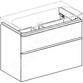 Geberit Smyle Square - Meuble pour lavabo, 884x470x617 mm, 2 tiroirs, sable gris 500.354.JL.1