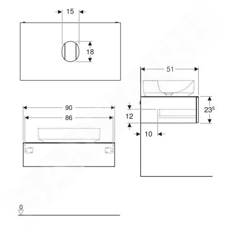 Geberit VariForm - Meuble pour lavabo, 900x510x235 mm, 1 tiroir, bouchon anti-odeurs, chêne 501.169.00.1