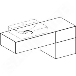 Geberit VariForm - Meuble pour lavabo, 1350x510x550 mm, 3 tiroirs, bouchon anti-odeurs, chêne 501.193.00.1