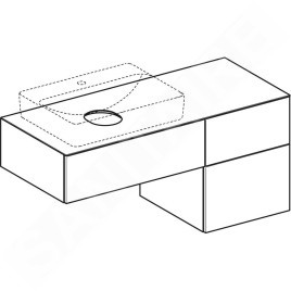 Geberit VariForm - Meuble pour lavabo, 1200x510x550 mm, 3 tiroirs et bouchon anti-odeurs, chêne 501.187.00.1