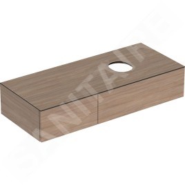 Geberit VariForm - Meuble pour lavabo, 1200x510x235 mm, 2 tiroirs et bouchon anti-odeurs, chêne 501.175.00.1