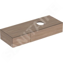 Geberit VariForm - Meuble pour lavabo, 1350x510x235 mm, 2 tiroirs et bouchon anti-odeurs, chêne 501.181.00.1