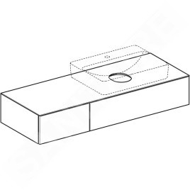 Geberit VariForm - Meuble pour lavabo, 1350x510x235 mm, 2 tiroirs et bouchon anti-odeurs, chêne 501.181.00.1