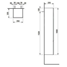 Laufen Pro S - Armoire haute 1650x350x335 mm, charnières à gauche, blanc brillant H4831210954751