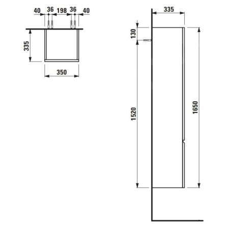 Laufen Pro S - Armoire haute 1650x350x335 mm, charnières à droite, chêne clair H4831220954791