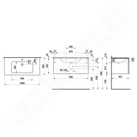 Laufen Pro S - Meuble avec lavabo, 1000x500x460 mm, 1 tiroirs, blanc brillant H8609654751041