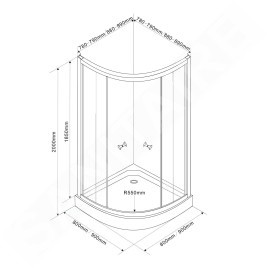 Aqualine Cabines de douche - Cabine de douche Arlen 800x800 mm, verre BRICK BTR800