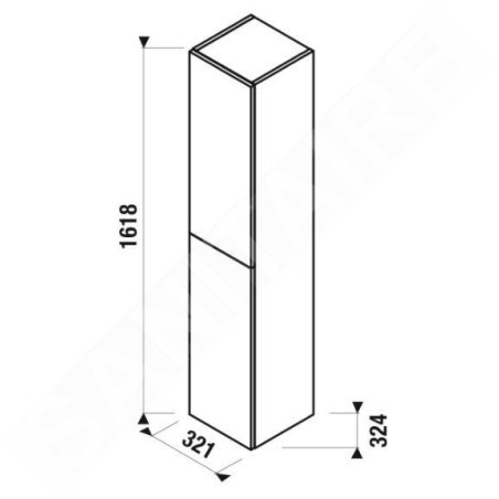 Jika Mio - Armoire haute 1618x321x324 mm, 2 portes G/D, frêne H43J7122303421