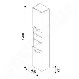 Jika Lyra plus - Armoire haute 1700x320x251 mm, 2 portes G/D, blanc H43J3822303001