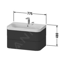 Duravit Happy D.2 Plus - Meuble avec lavabo 480x775x490 mm, 2 tiroirs, blanc brillant HP4347O2222