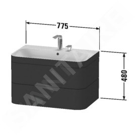 Duravit Happy D.2 Plus - Meuble avec lavabo 480x775x490 mm, 2 tiroirs, blanc brillant HP4637O2222