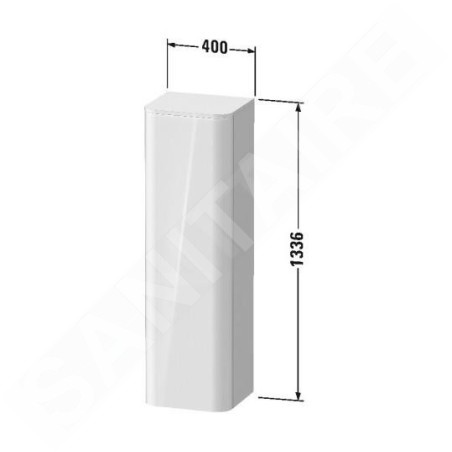 Duravit Happy D.2 Plus - Armoire haute 1336x400x360 mm, charnières à droite, blanc brillant HP1261R2222