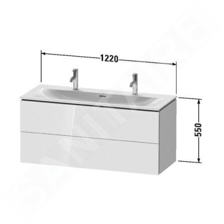Duravit L-Cube - Meuble sous lavabo 550x1220x481 mm, 2 tiroirs, blanc mat LC630901818