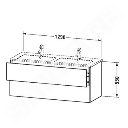 Duravit L-Cube - Meuble sous lavabo 550x1290x481 mm, 2 tiroirs, blanc mat LC625801818