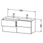 Duravit L-Cube - Meuble sous lavabo 550x1290x481 mm, 4 tiroirs, blanc mat LC625901818