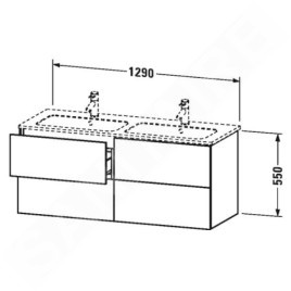 Duravit L-Cube - Meuble sous lavabo 550x1290x481 mm, 4 tiroirs, graphite mat LC625904949