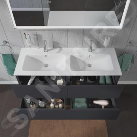 Duravit L-Cube - Meuble sous lavabo 550x1290x481 mm, 4 tiroirs, graphite mat LC625904949