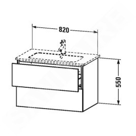 Duravit L-Cube - Meuble sous lavabo 550x820x481 mm, 2 tiroirs, blanc mat LC624101818