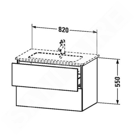 Duravit L-Cube - Meuble sous lavabo 550x820x481 mm, 2 tiroirs, blanc mat LC624101818