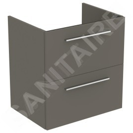 Ideal Standard i.Life A - Meuble sous lavabo, 600x440x630 mm, 2 tiroirs, quartz gris mat T5255NG