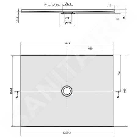 Polysan Receveurs de douche - Receveur de douche Mirai 1200x900 mm, droite, marbre coulé, blanc 73180