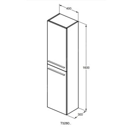 Ideal Standard i.Life A - Armoire haute 400x300x1600 mm, 2 portes G / D, sable mat T5260NF