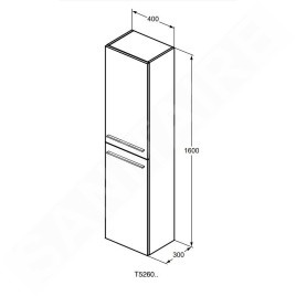 Ideal Standard i.Life A - Armoire haute 400x300x1600 mm, 2 portes G / D, chêne à café T5260NW