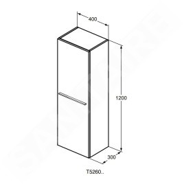 Ideal Standard i.Life A - Armoire haute 400x300x1200 mm, 1 porte G / D, chêne à café T5261NW