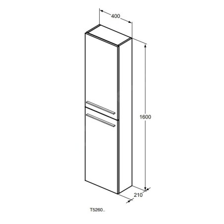 Ideal Standard i.Life S - Armoire haute 400x210x1600 mm, 2 portes G / D, quartz gris mat T5288NG