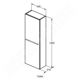 Ideal Standard i.Life S - Armoire haute 400x210x1200 mm, 1 porte G / D, chêne à café T5289NW