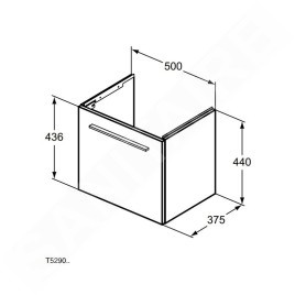 Ideal Standard i.Life S - Meuble sous lavabo, 500x375x440 mm, sable mat T5290NF