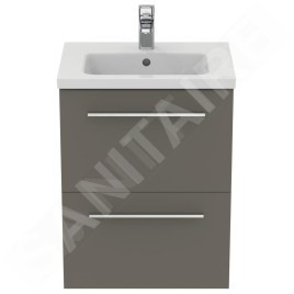 Ideal Standard i.Life S - Meuble sous lavabo, 500x375x630 mm, 2 tiroirs, quartz gris mat T5291NG