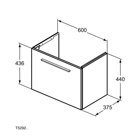 Ideal Standard i.Life S - Meuble sous lavabo, 600x375x440 mm, quartz gris mat T5292NG