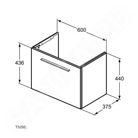 Ideal Standard i.Life S - Meuble sous lavabo, 600x375x440 mm, chêne à café T5292NW
