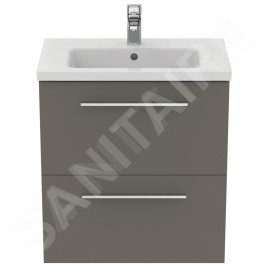 Ideal Standard i.Life S - Meuble sous lavabo, 600x375x630 mm, 2 tiroirs, quartz gris mat T5293NG