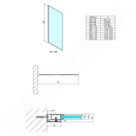 Polysan Modular Shower - Paroi de douche 1300 mm, verre clair MS1-130
