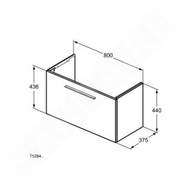 Ideal Standard i.Life S - Meuble sous lavabo, 800x375x440 mm, chêne T5294NX